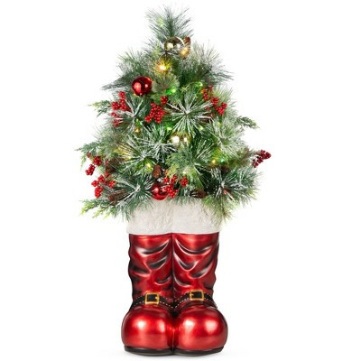 Best Choice Products 40in Santa Boots Decoration w/ Pre-Decorated Christmas Greenery, Battery-Operated Lights | Target