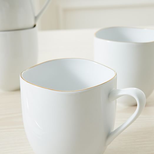 Porcelain Gold Rimmed Coffee and Tea Mug, Dining Room Decor, Kitchen Decor, Home Decor, Coffee Bar | West Elm (US)