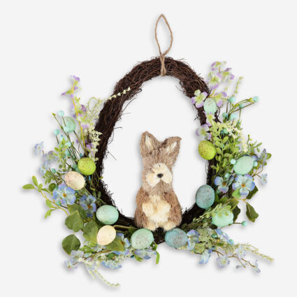 Multicoloured Floral Rabbit Wreath 45x40cm | TK Maxx