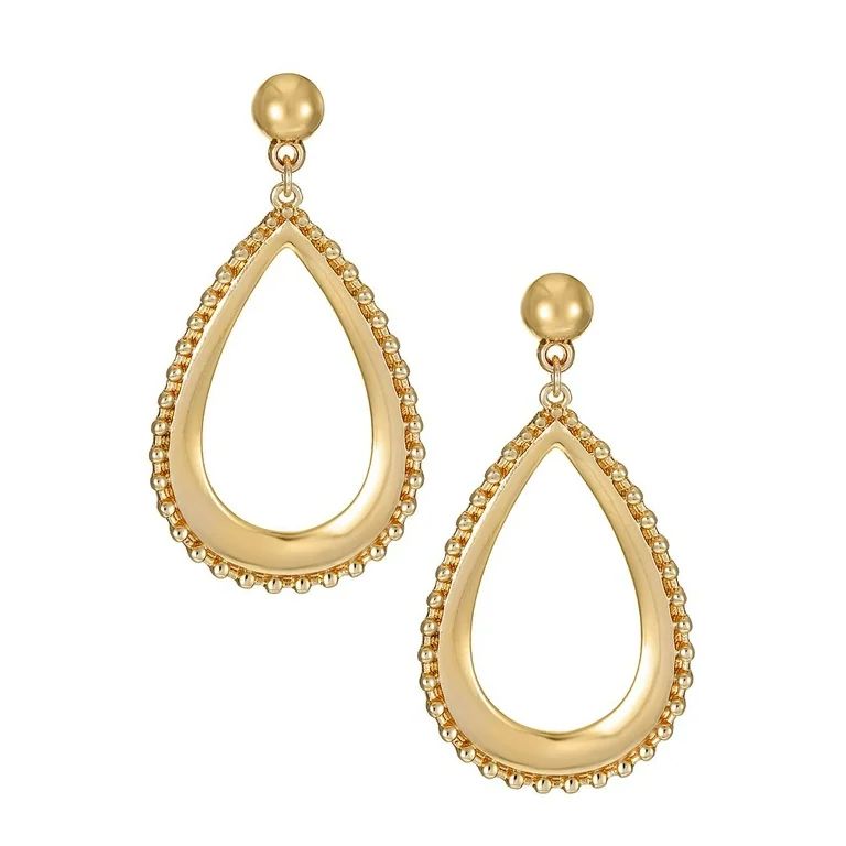 Time and Tru Women's Gold Tone Teardrop Shaped Drop Earring, 1 Pair - Walmart.com | Walmart (US)