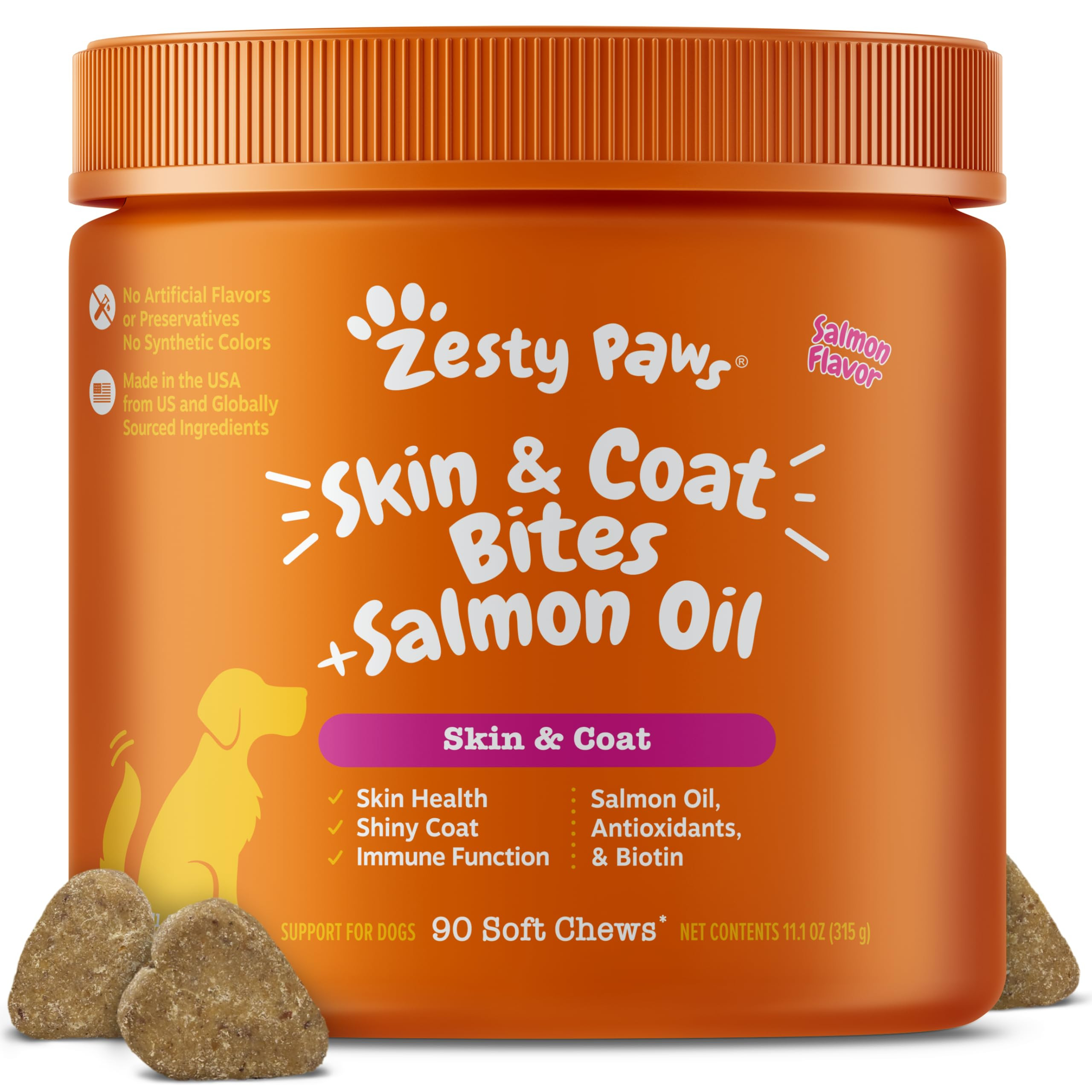Zesty Paws Salmon Oil for Dogs Skin and Coat, Omega 3 Fish Oil Chews, Dog Allergy Relief Chews, I... | Amazon (US)