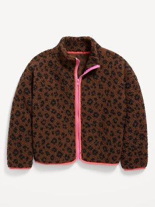 Cozy Sherpa Printed Zip-Front Jacket for Girls | Old Navy (US)