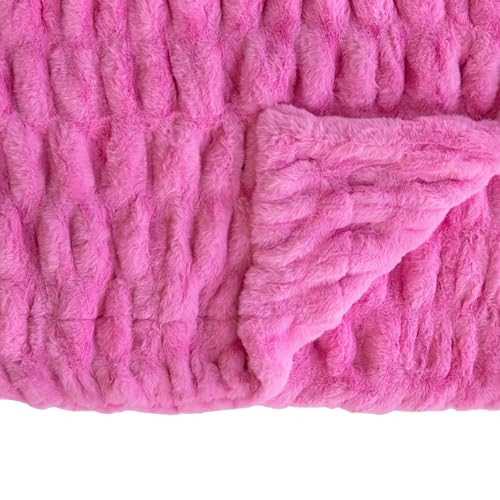 Minky Couture Hugs Blanket - Extra Plush Blanket for Premium Gifting - Stretchy Bubbled Cozy Throw - Silky Smooth - Durable & Machine-Washable - Travel-Friendly - Adult, Pink | Amazon (US)
