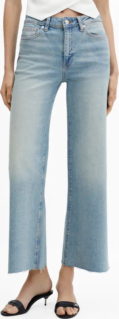 Sharon Raw Hem Wide Leg Ankle Jeans | Light Blue Jeans Outfit | Mango Jeans | Nordstrom
