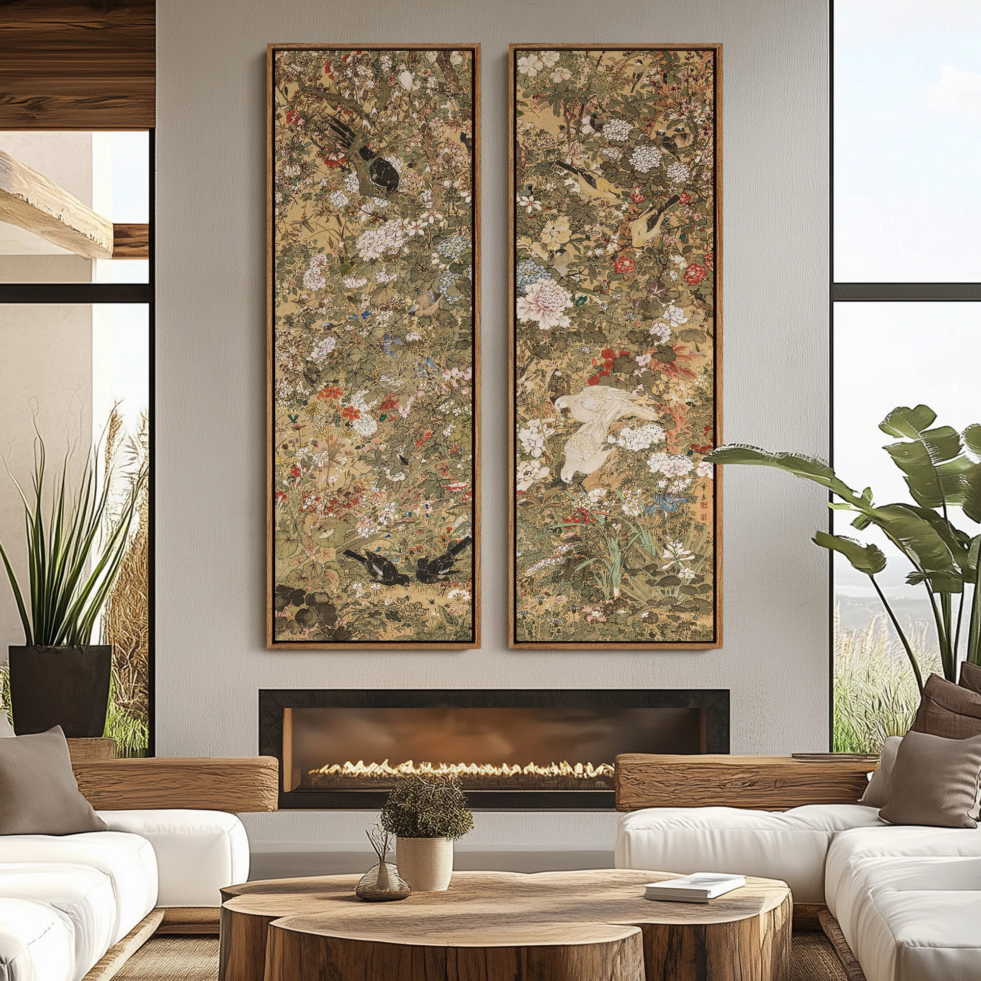 Vintage Landscape Wall Art - 20x60 inches Framed Canvas Set of 2 (Set of 2) | Wayfair North America