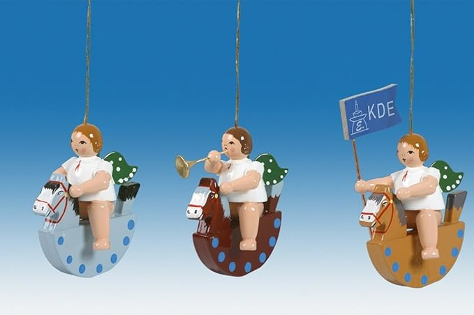 Rudolphs Schatzkiste Tree Decoration Three-Part Angels on Swing Horse with Crown Height of Approx... | Amazon (US)