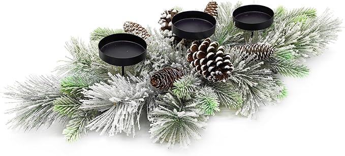 Christmas Table Centerpieces Decorations, 27.5 Inch Designed with Flocked Pine Needles, Frosted P... | Amazon (US)