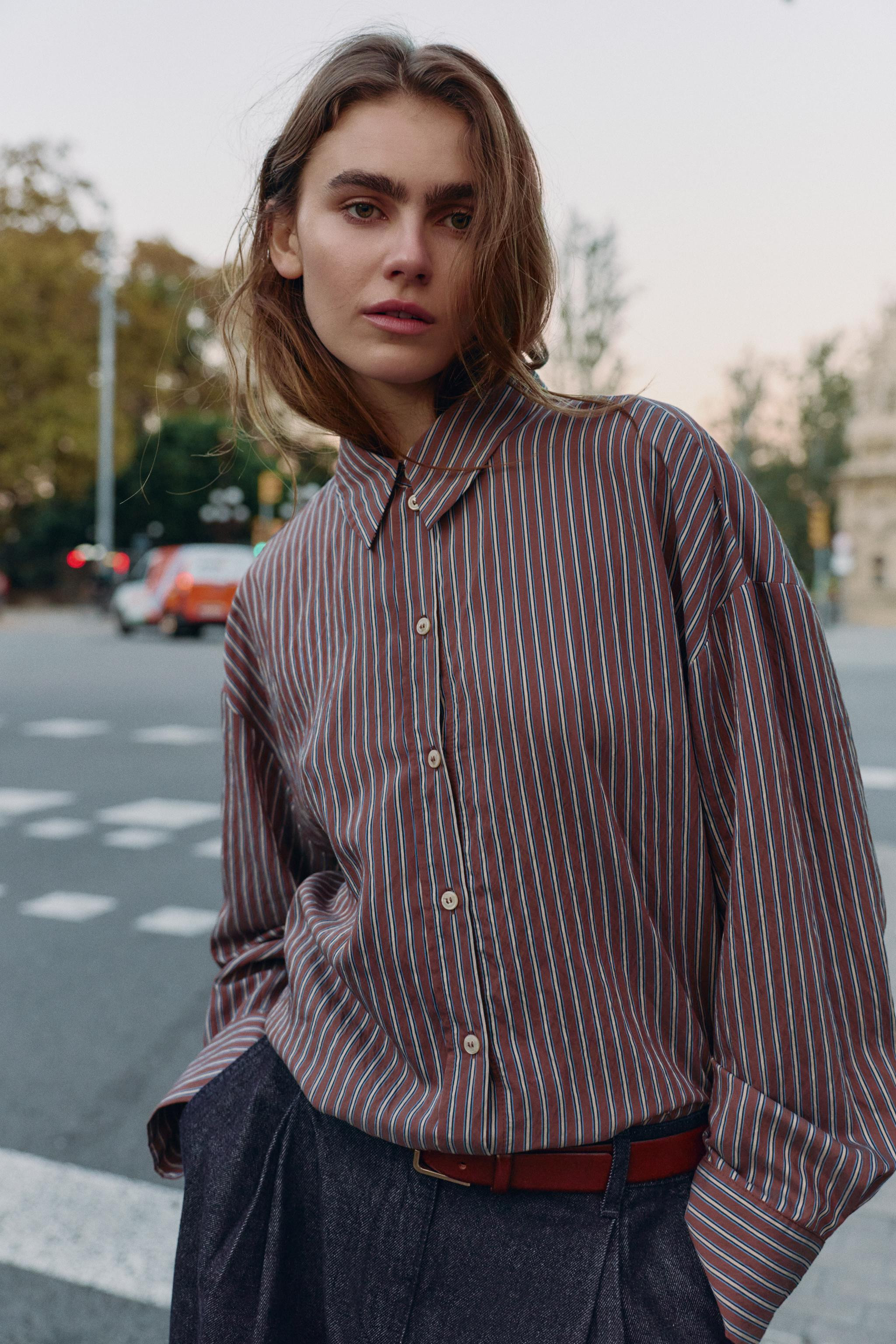 OVERSIZED STRIPED POPLIN SHIRT | Zara US