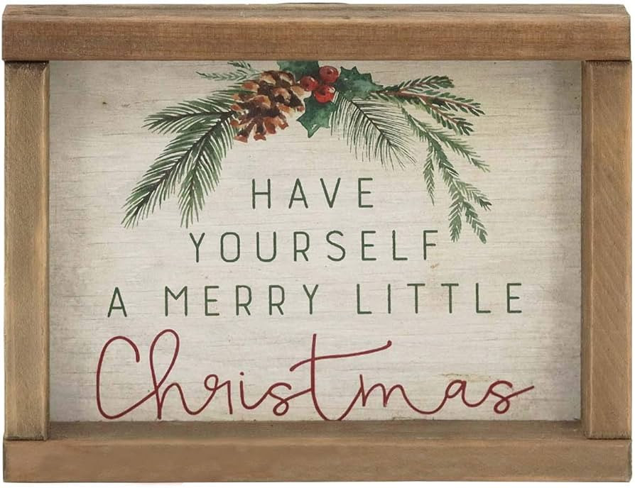Have Yourself a Merry Little Christmas Mini Wood Tabletop Sign, Retro Christmas Freestanding Deco... | Amazon (US)