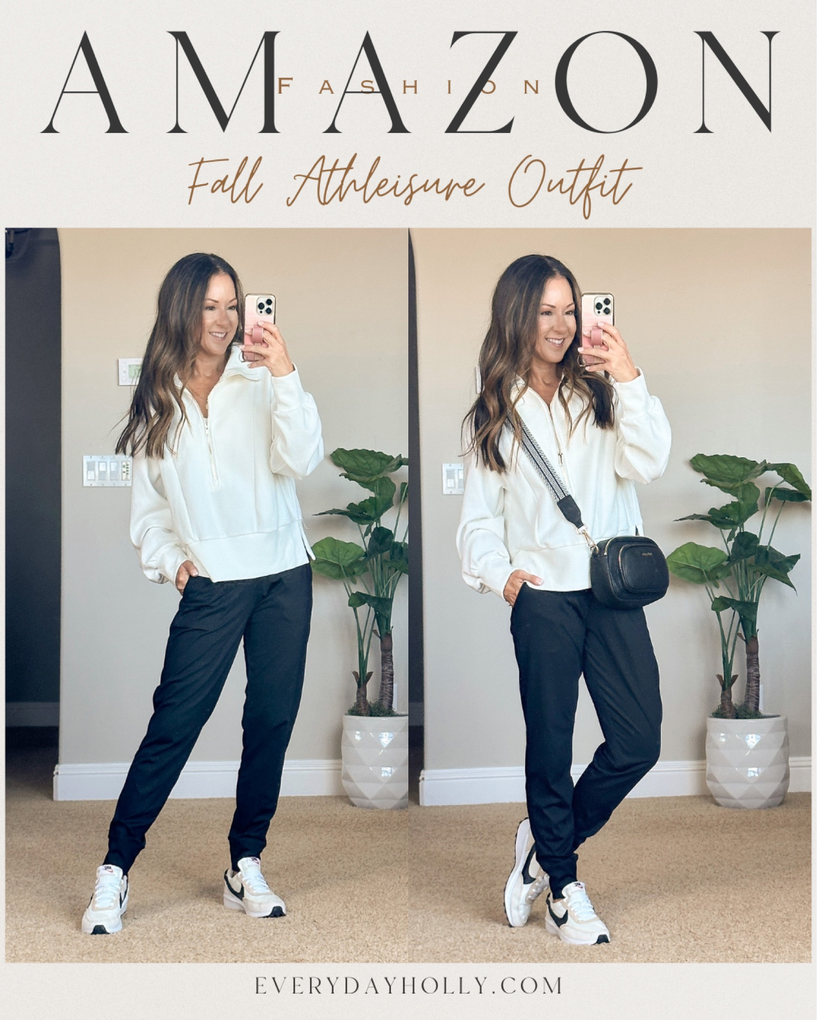 💥 Sale Alert Fall athleisure outfit | 💥save 30% on this gorgeous & elevated ribbed quarter zip pullover small with clickable coupons | 💥save 17% on  joggers xs no code needed | 💥save 42% on no show underwear | no show socks | ribbed long line Bra | 💥 save 5% crossbody bag | fall outfit | over 40 petite style | fall fashion trends