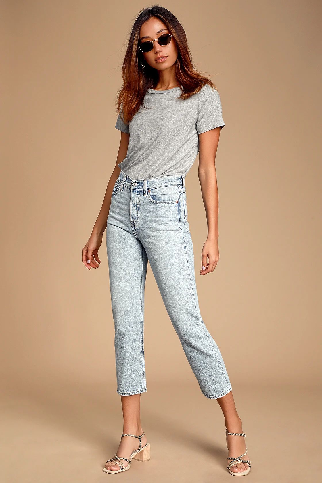 Wedgie Straight Light Wash High-Rise Cropped Jeans | Lulus (US)