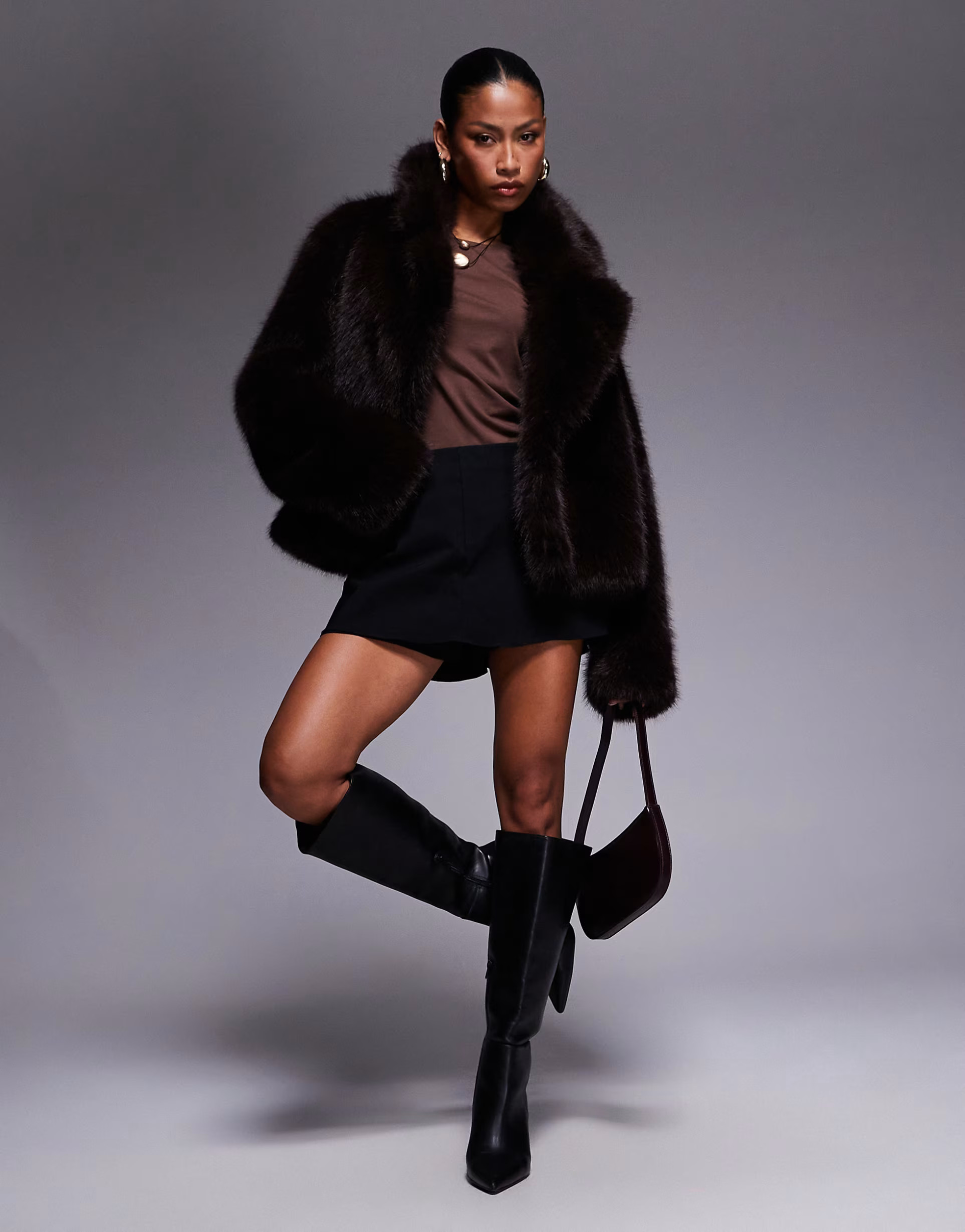 Forever New faux fur coat in chocolate | ASOS | ASOS (Global)