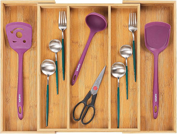 Utoplike Bamboo Expandable Kitchen Drawer Organizer, Adjustable Utensil Holder and Cutlery Tray O... | Amazon (US)