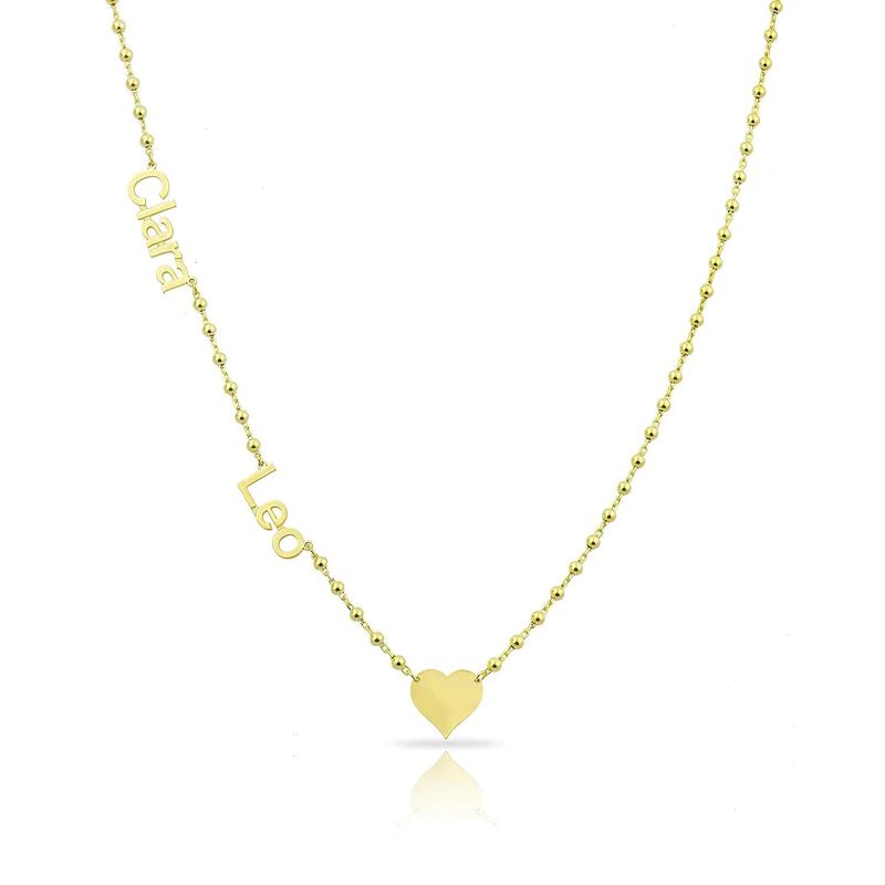 Custom Heart Ball Chain Name Necklace | The Sis Kiss
