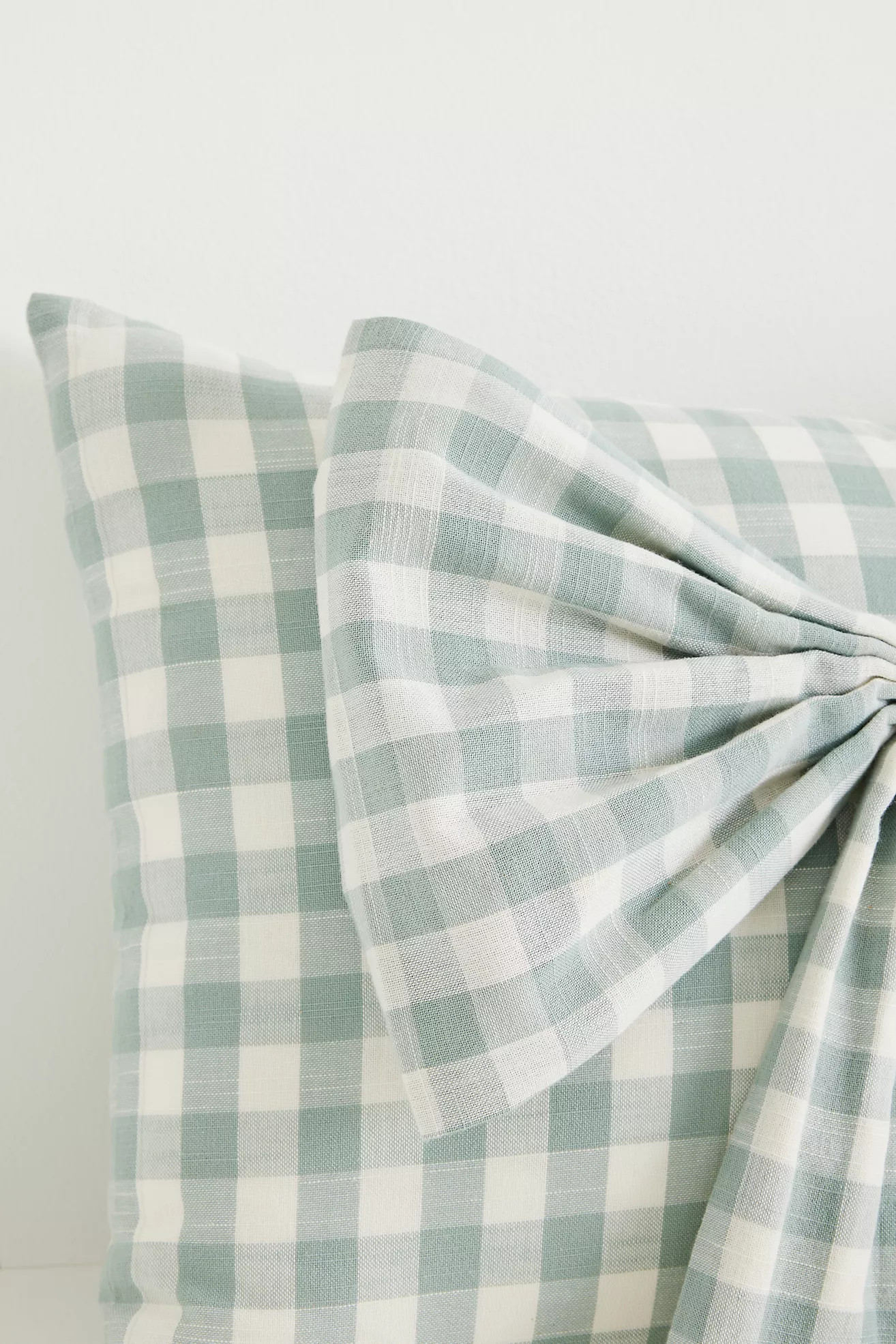 Ana Cotton Gingham Printed Bow Pillow | Anthropologie (US)