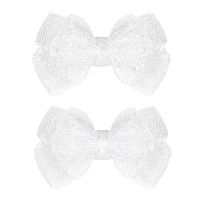 3.5-Inch Organza Hair Bows for Girls - Elegant Sheer Ribbon Alligator Clips for Toddlers, Kids, a... | Amazon (US)