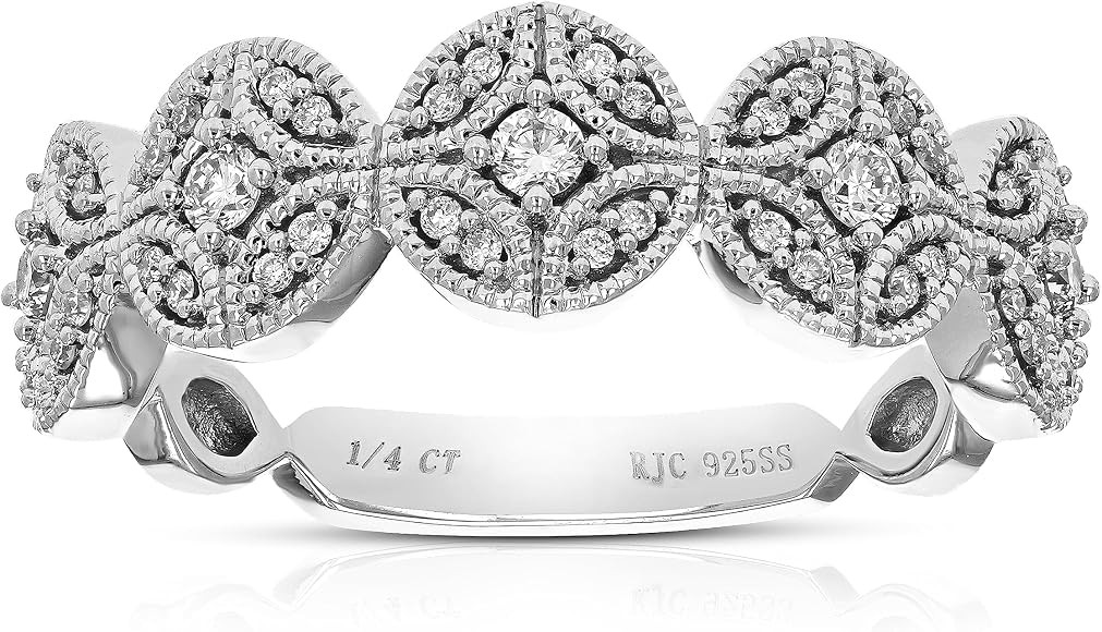 VIR JEWELS 1/4 cttw Diamond Engagement Ring for Women, Round Lab Grown Diamond Ring in 0.925 Ster... | Amazon (US)