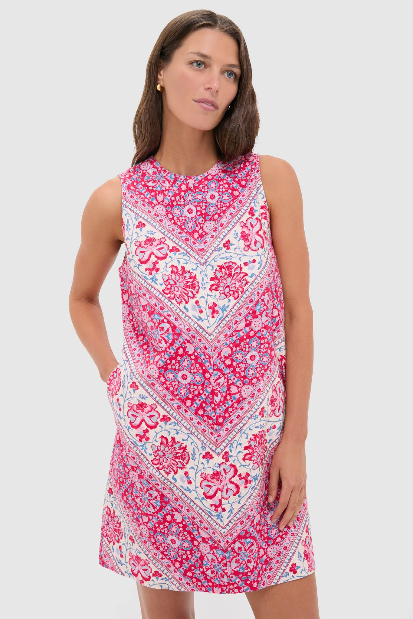 Cerise Chevron Cotton Marlowe Dress | Tuckernuck (US)