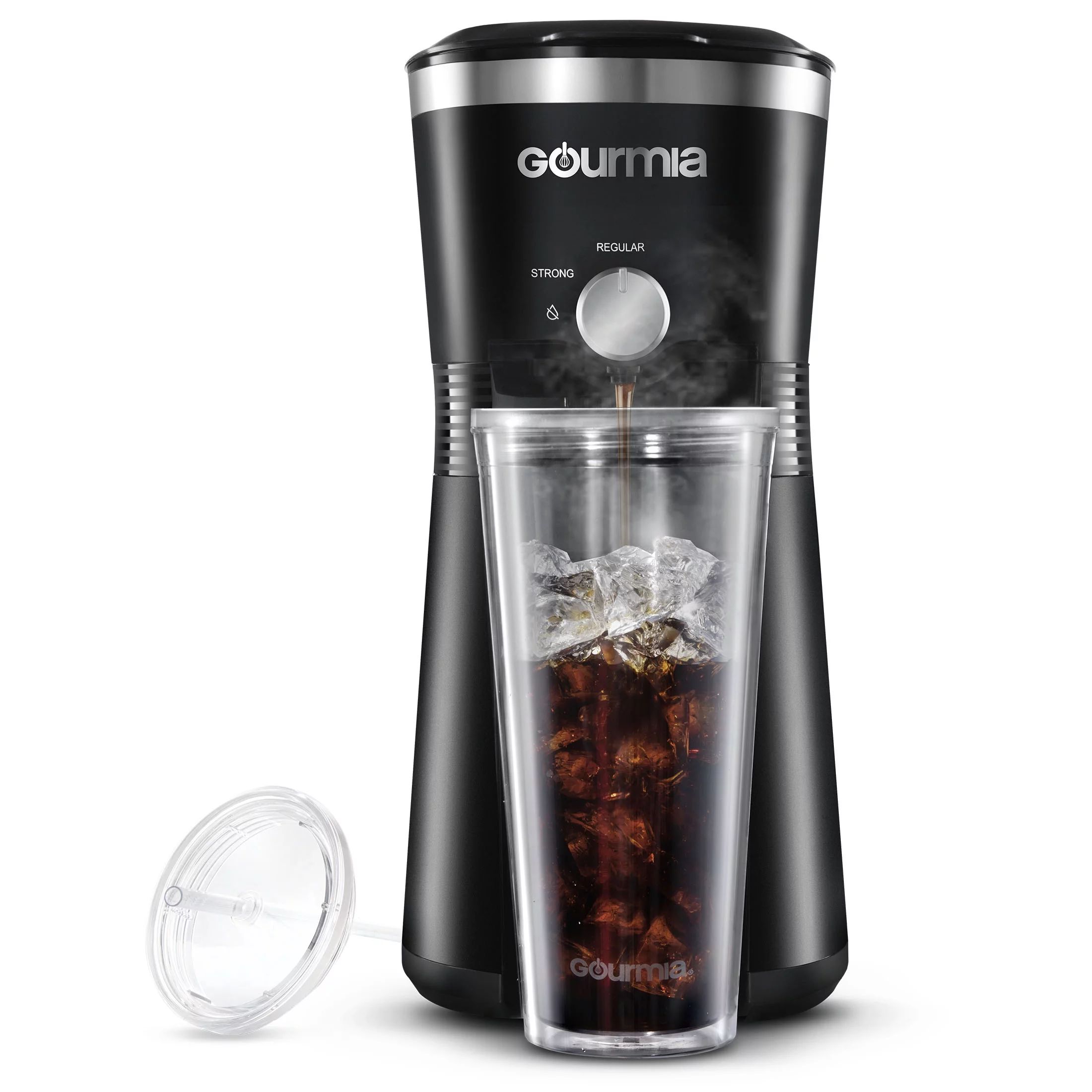 Gourmia Iced Coffee Maker with Brew-Strength Control, Reusable Filter and Tumbler, Black | Walmart (US)