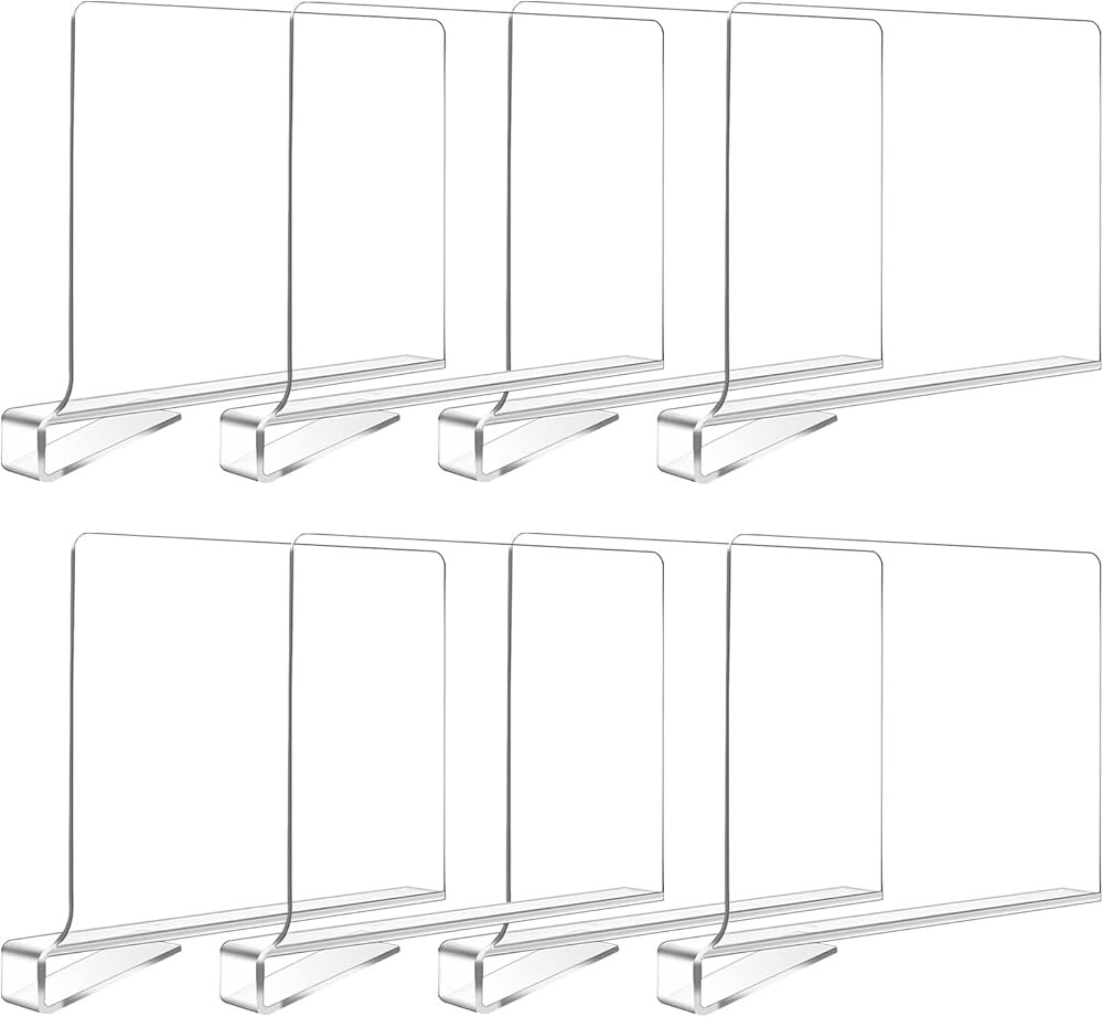Hiziwimi 8PCS Clear Acrylic Shelf Dividers, Shelf Separator, Adjustable Clothing Organizer, Trans... | Amazon (UK)