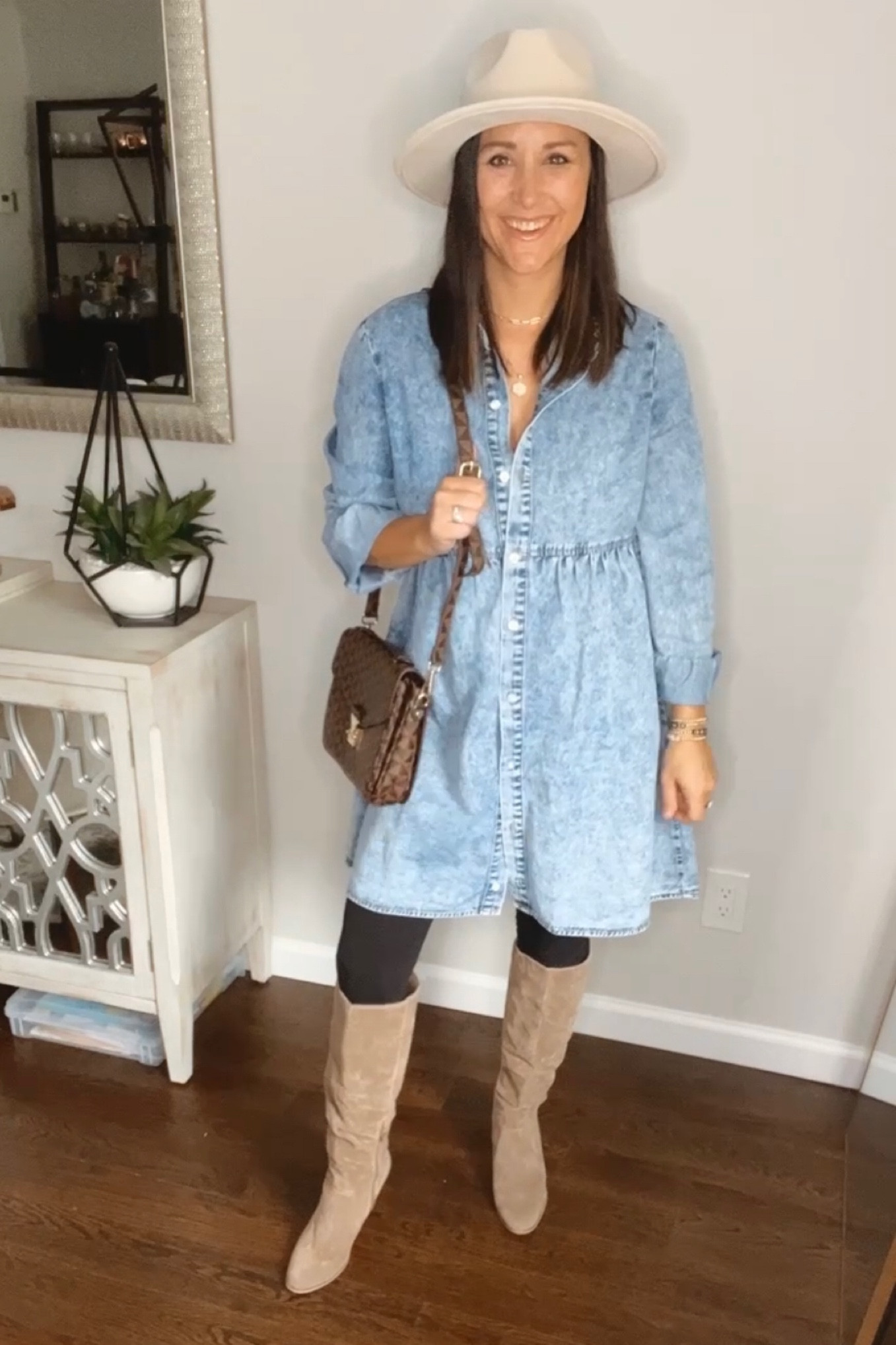 Denim dress wearing size small! 

#LTKunder50 #LTKsalealert #LTKSeasonal
