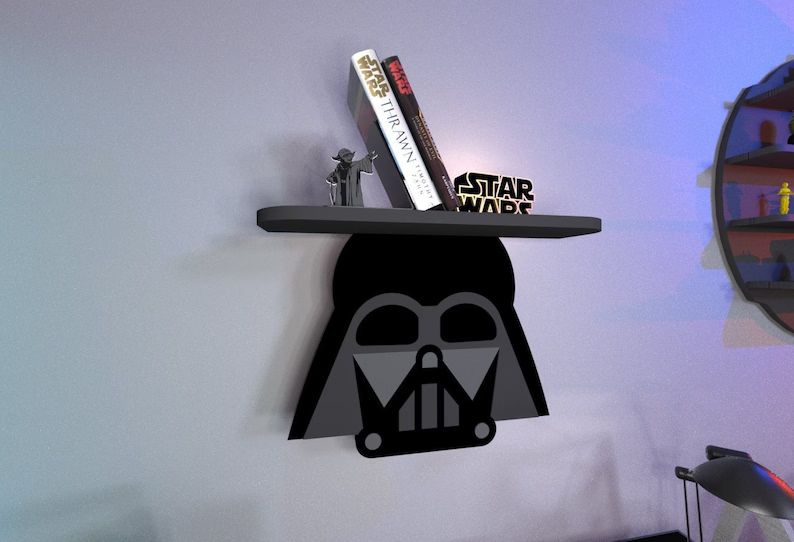 Darth Vader Shelf Star Space Wars Jedi Chield Nursery Decor Design Figurine Kid Room Furniture fo... | Etsy (US)