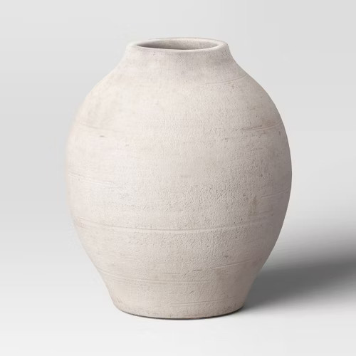 Large Ceramic Rustic Artisan Vase - Threshold™: Neutral Distressed Cream, Tabletop Decor | Target