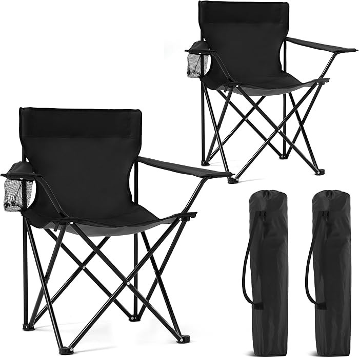 2 Pack Portable Camping Chairs Folding Lawn Chair Outdoor Lightweight Beach Chair with Cup Holder... | Amazon (US)