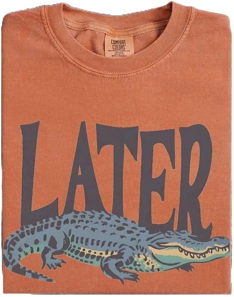 Later Gator Vintage 90s T-Shirt- Soft Comfort Colors Shirt with Playful Retro Alligator Graphic-T... | Amazon (US)