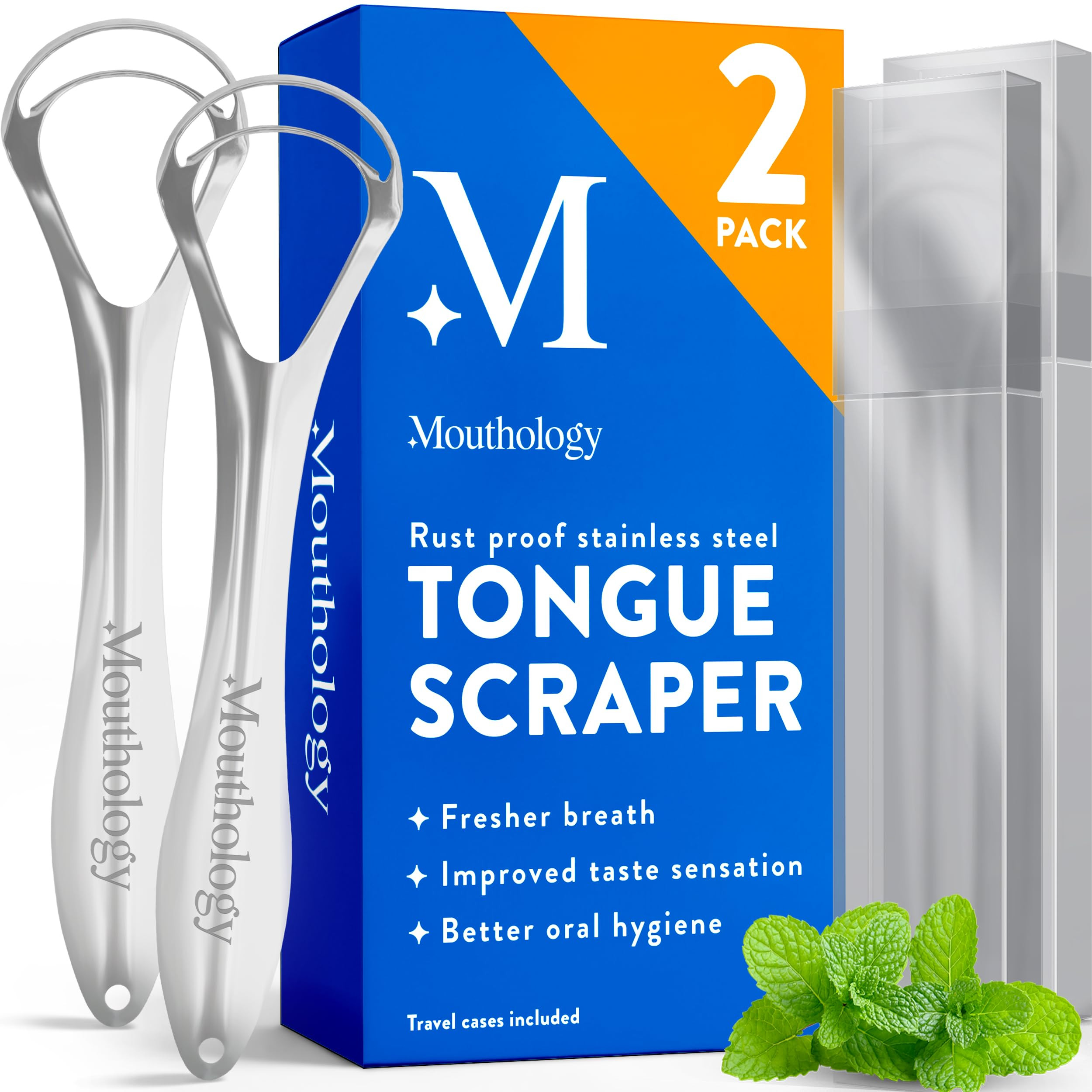 Mouthology Tongue Scraper for Adults (2 Pack), Reduce Bad Breath, Metal Tongue Scraper, Tongue Cl... | Amazon (US)
