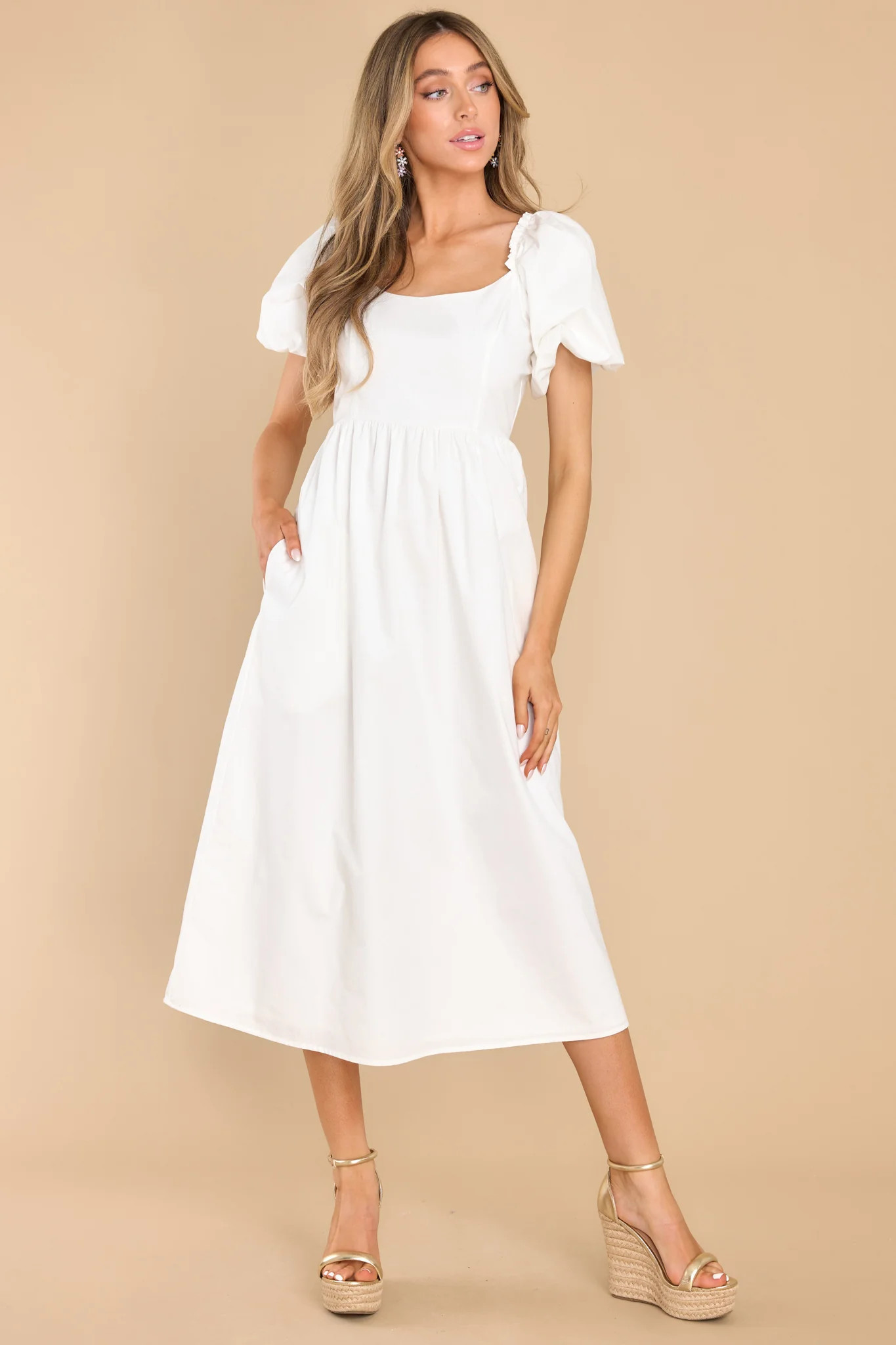Far Too Pretty White Midi Dress | Red Dress 