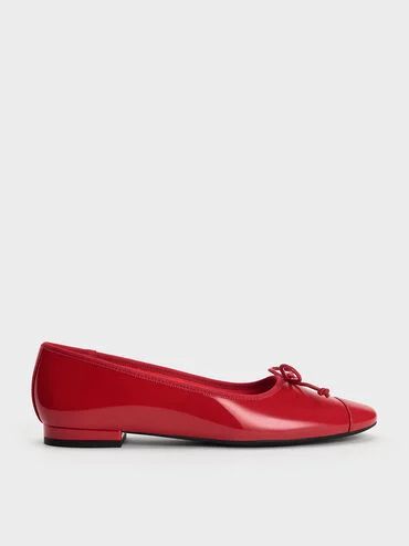 Bow Ballet Flats
 - Red | Charles & Keith US