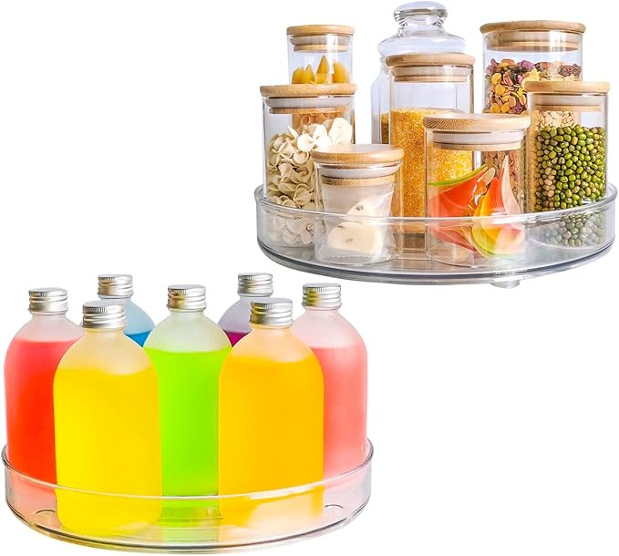 Roninkier Clear Lazy-Susan Turntable Cabinet-Organizer – 2-Pack 11-Inch Lazy Susan Spice-Rack S... | Amazon (US)