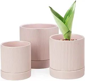 LaDoVita 3 Pack Ceramic Plant Pots 6/5/4 inch, Flowerpot for Indoor Plants with Drainage Holes an... | Amazon (US)