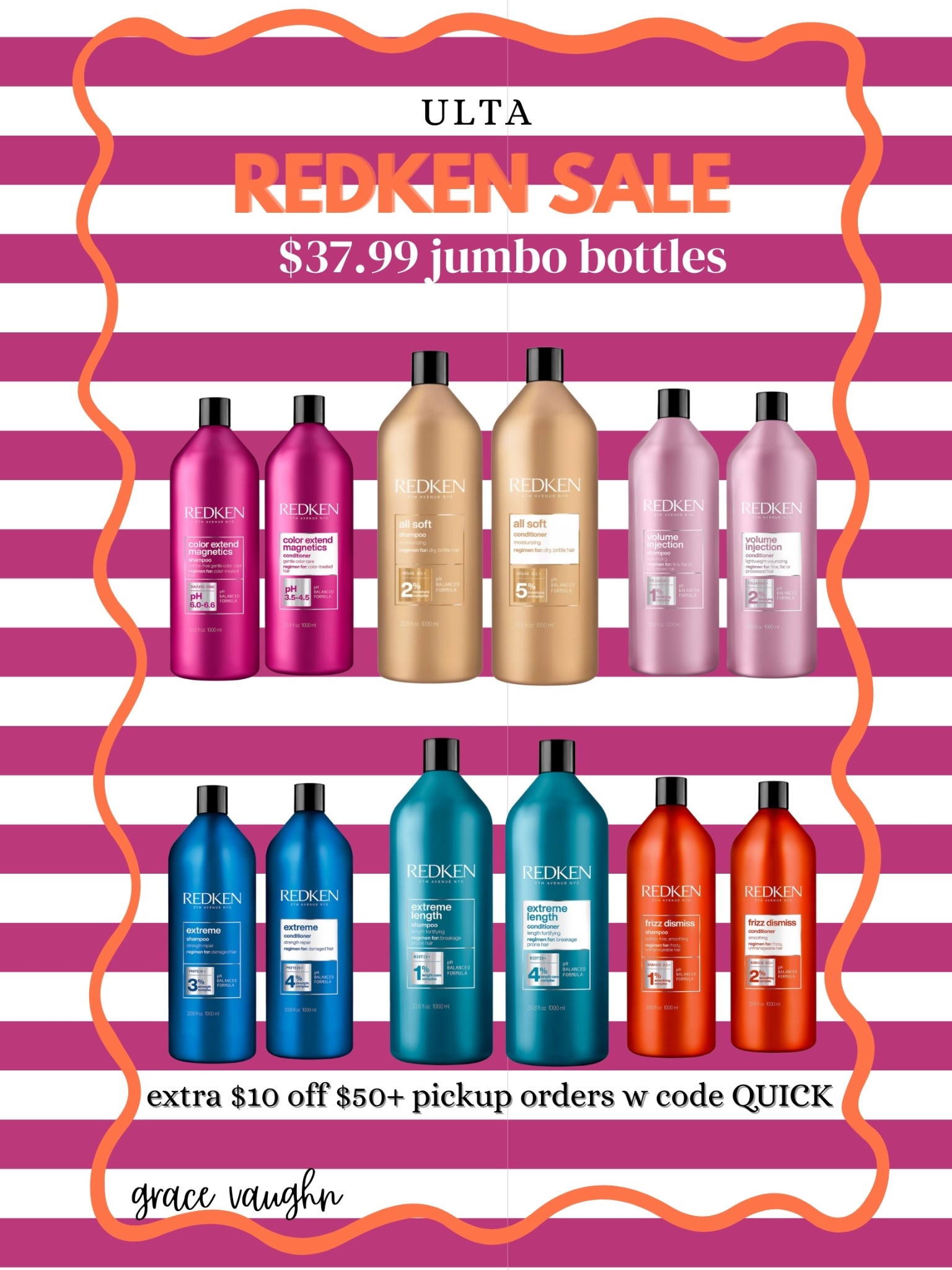 If you use Redken Shampoo- Ulta is having a huge sale!! Jumbo bottles are $37.99 plus an extra 10% off if you pick up in store! 

#LTKgrwm #LTKselfcare #LTKSaleAlert