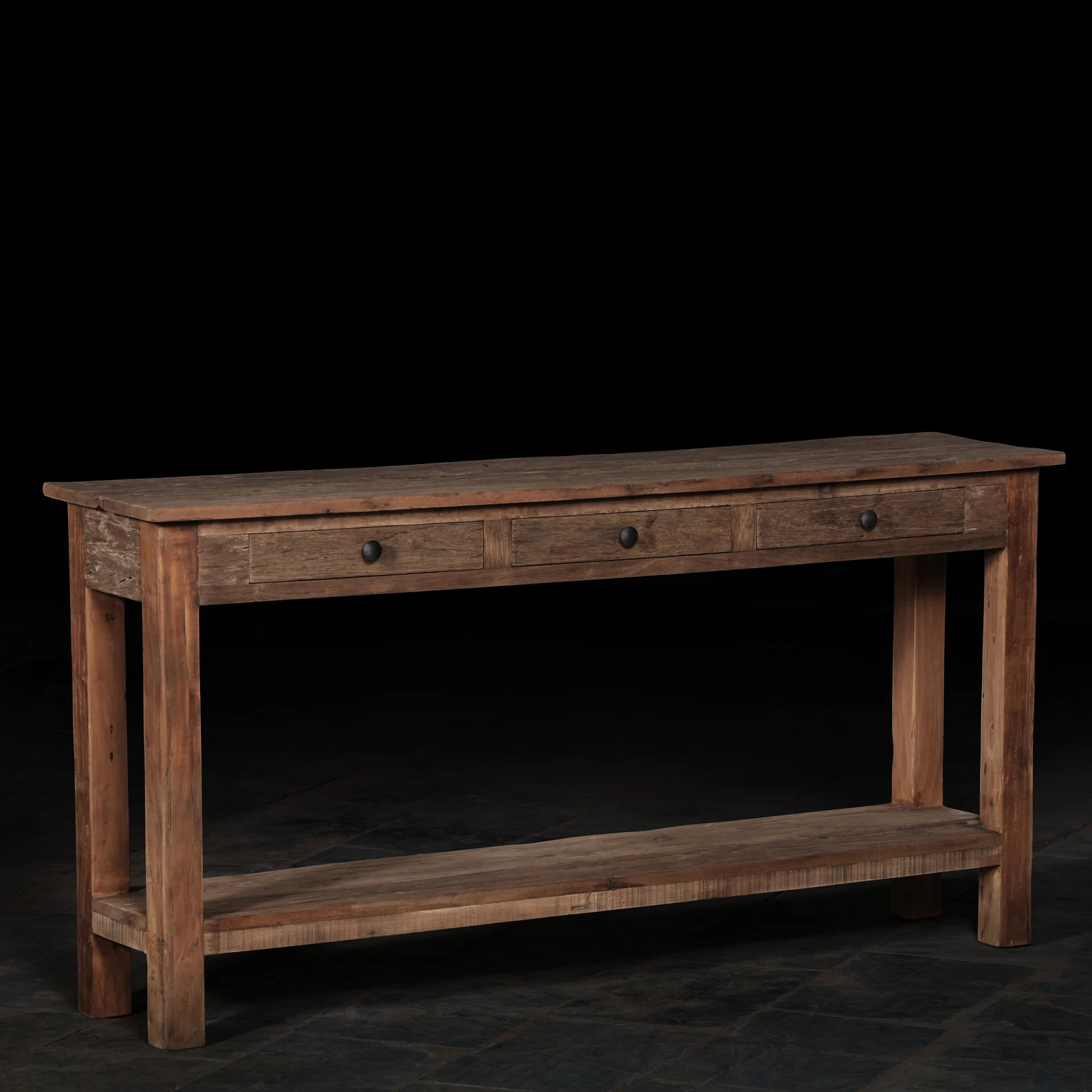 Rustic Reclaimed Textured Wood Console Table With Drawers and Shelf Farmhouse Rustic Console Tabl... | Etsy (US)