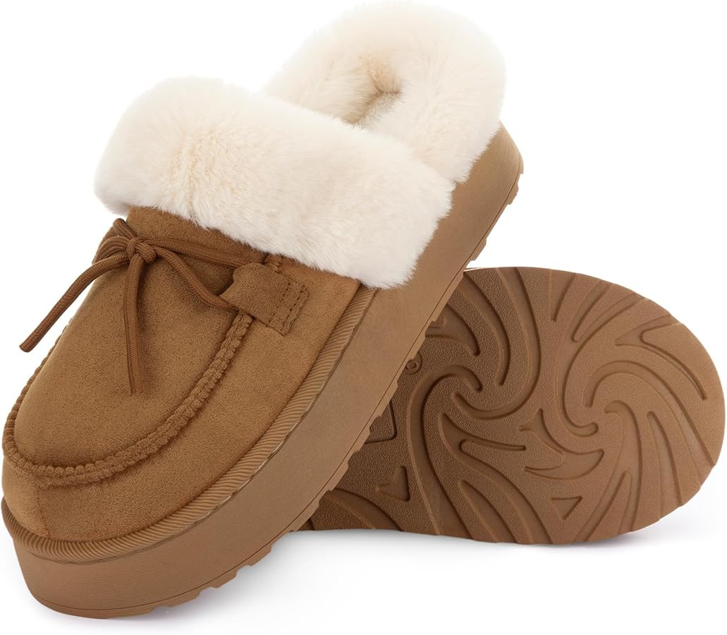 RockDove Women's Microsuede Moc Toe Platform Memory Foam Slipper with Indoor/Oudoor sole | Amazon (US)