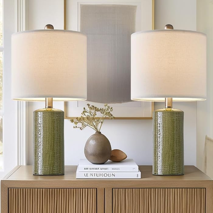 20.25" Small Table Lamps Set of 2 Modern Ceramic Lamps for Living Room | Amazon (US)