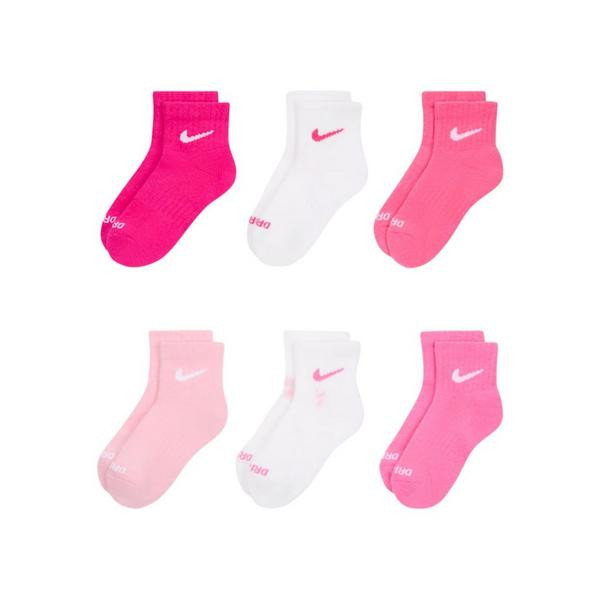 Girls' Nike Performance Basics Ankle Socks Youth XSmall Pink/White 6 Pack | Scheels Sports