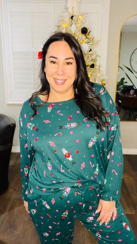 #walmartpartner Here are the same pajamas as the lightweight ones from @Walmart , but I sized up one size, and they're just too big! There's a lot of extra room, so when you grab these, make sure to get your regular size and don't size up! #walmartfashion @walmartfashion

#LTKSeasonal #LTKmidsize #LTKHoliday