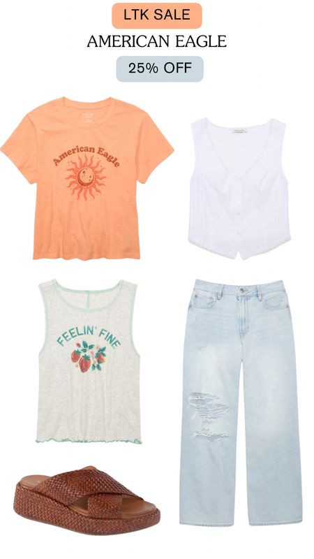 Graphic tees, jeans, spring outfit, vacation outfit, American eagle. Ltk sale, wedge sandals 

#LTKfindsunder100 #LTKstyletip #LTKSpringSale