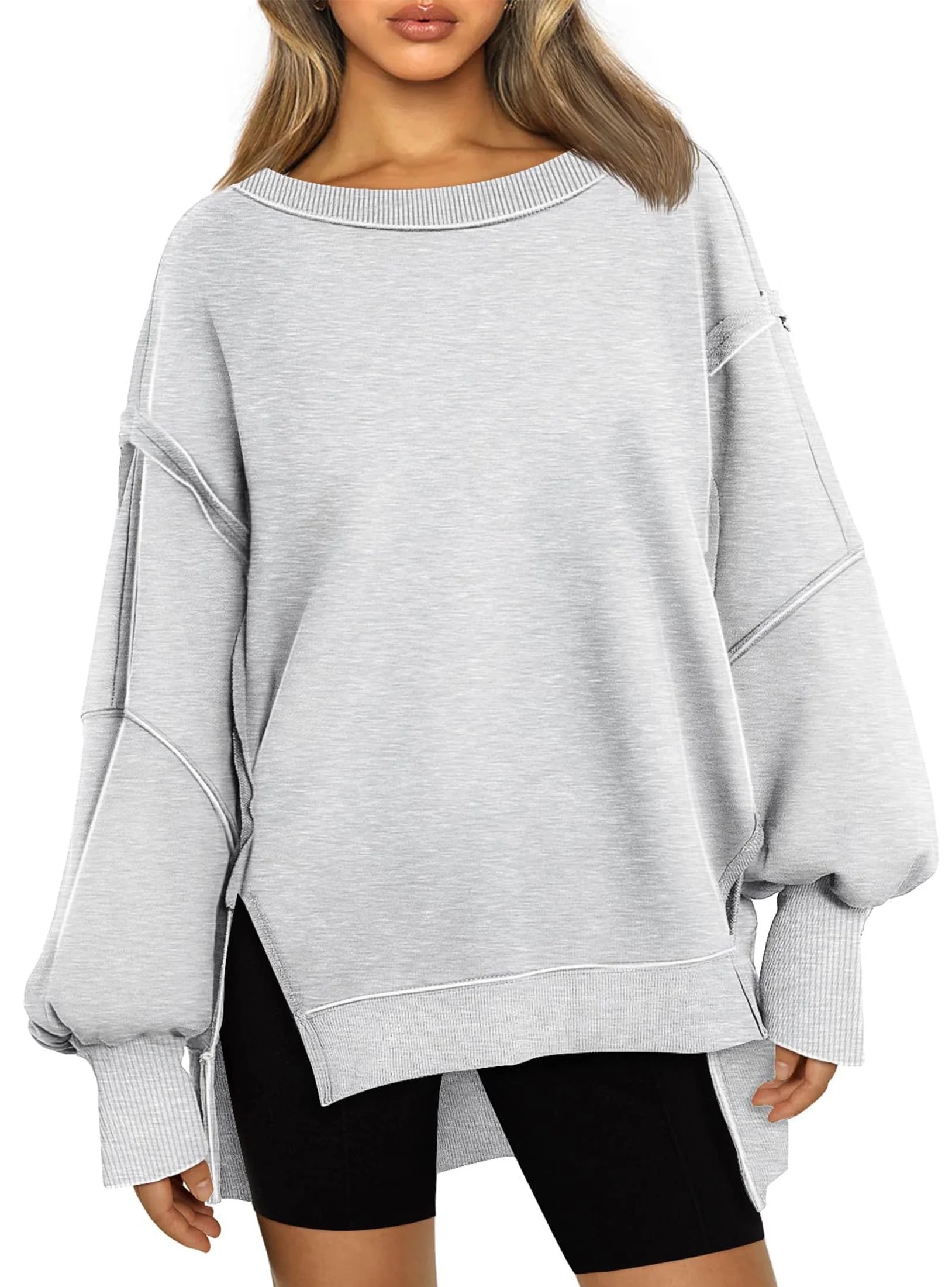 SUNBS Womens Sweatshirts Oversized Crewneck Hoodies Casual Long Sleeve Pullover Fall Winter Cloth... | Walmart (US)