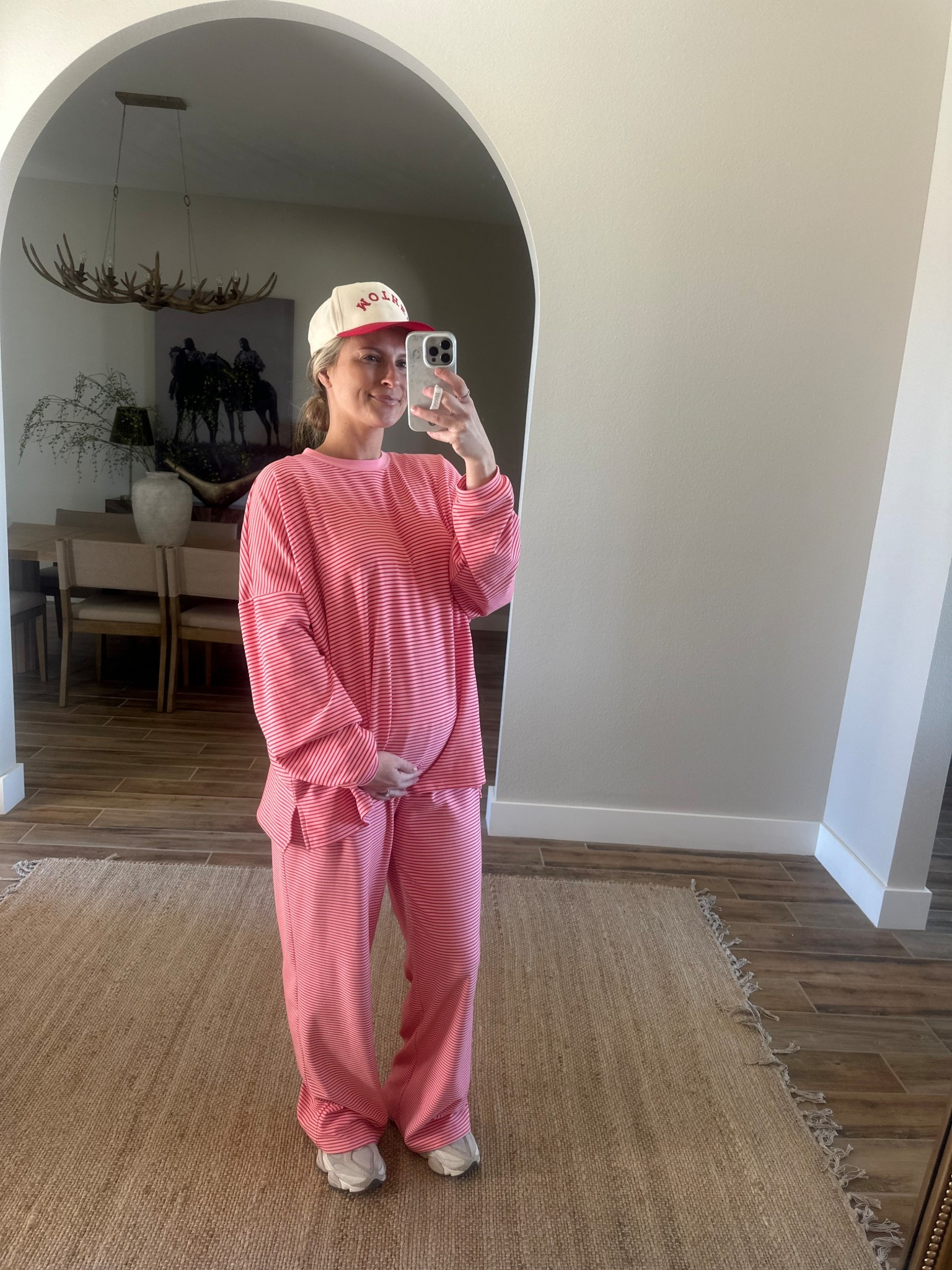 Easy pregnancy OOTD!! Wearing a s/m in top and mediums in the bottoms. 9060s run true to size and are the most comfortable sneakers I’ve ever worn! #ootd #pregnancyfit 

#LTKmomlife #LTKdayinmylife #LTKBump