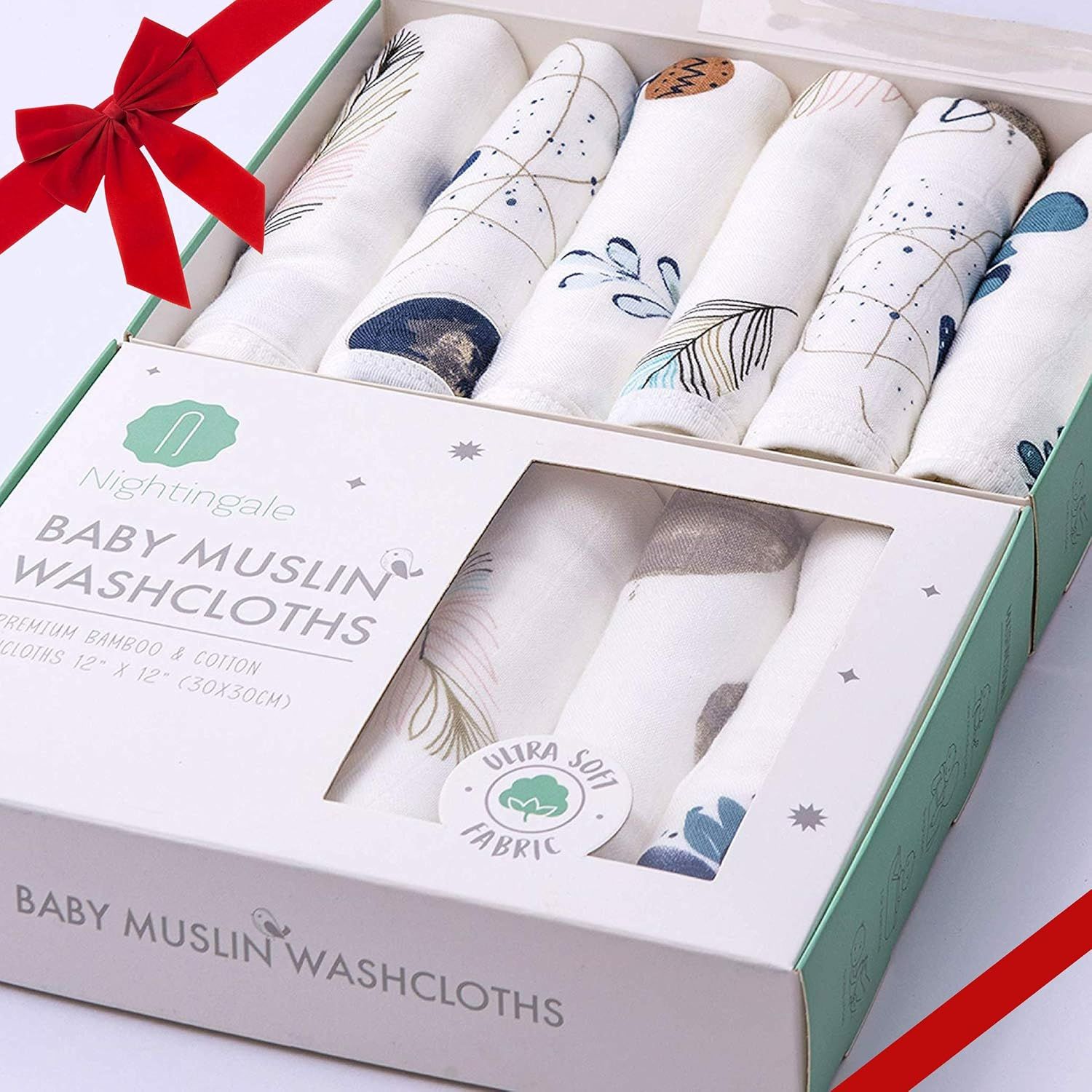 Nightingale Muslin Bamboo Baby Washcloths - Soft Organic Baby Wash Cloths Perfect for Newborn Sen... | Amazon (US)