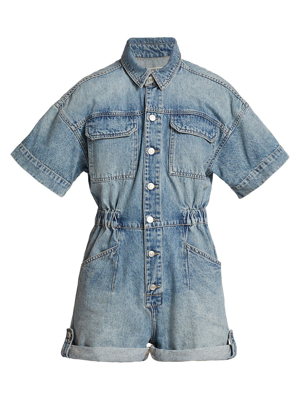Free People Marci Denim Cuffed Romper | Saks Fifth Avenue