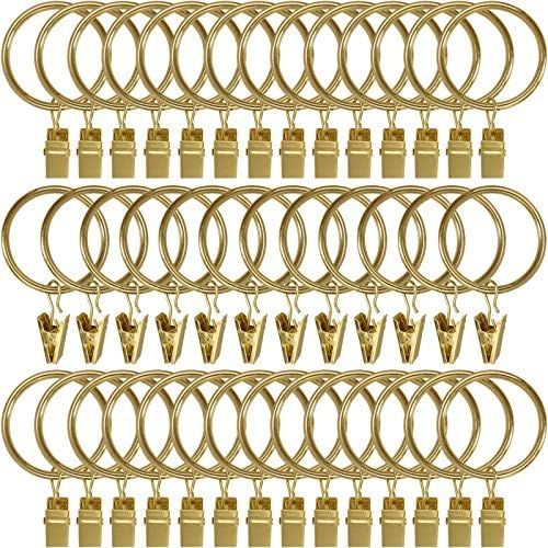 AMZSEVEN 40 Pack Metal Curtain Rings with Clips, Drapery Clips Hooks, Decorative Curtain Rod Clip... | Amazon (US)