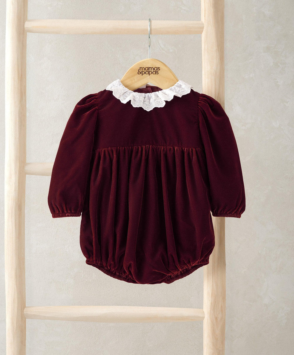Burgundy Velvet Romper | Mamas & Papas