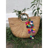 Pom Key Chain, Tassel Bag Charm, Tassel& Charm, Bohemian Accessories, Purple Tassel, Purple Charm | Etsy (US)