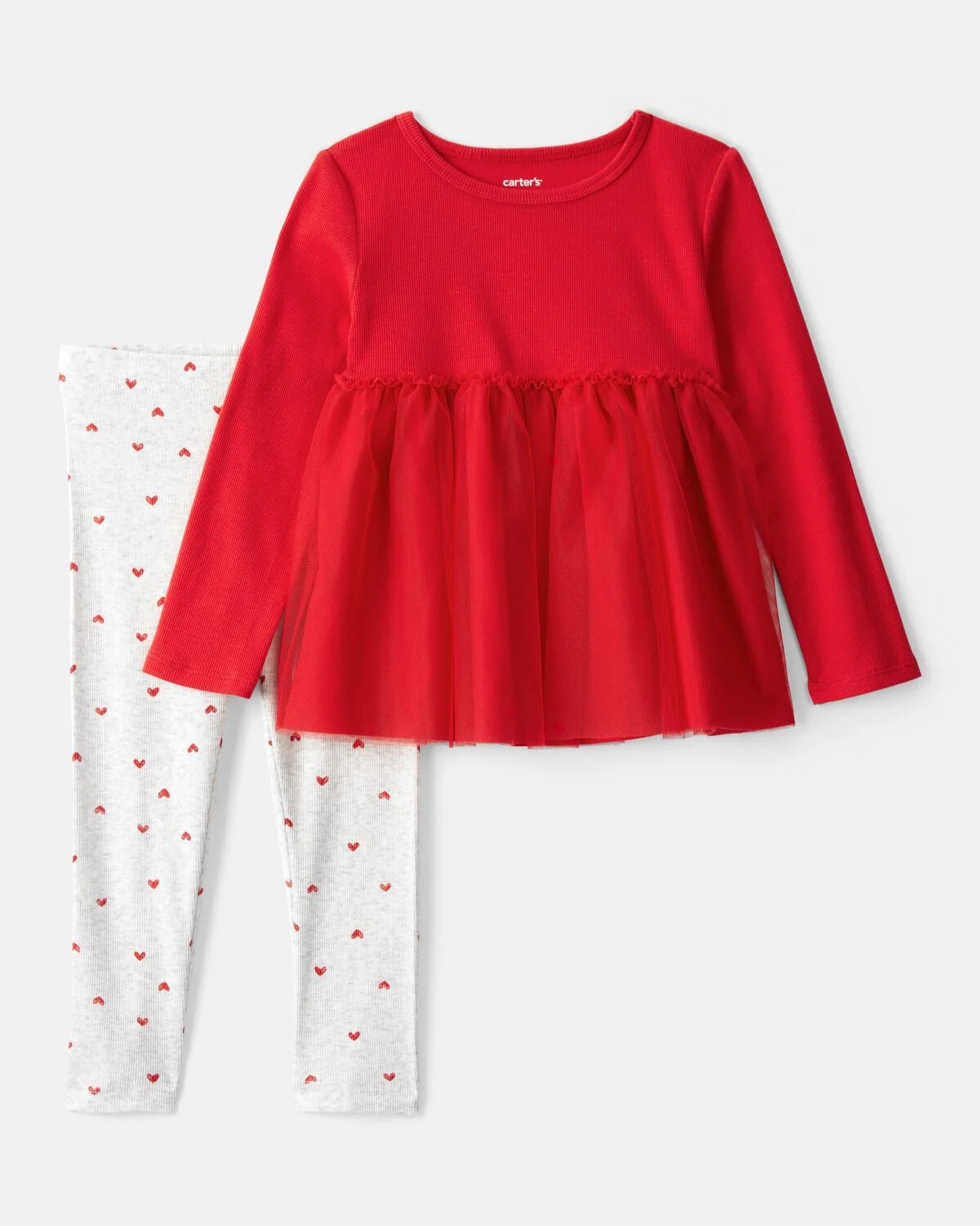 Toddler Girl Valentine's Day Heart Long-Sleeve Tee & Pant Set - Red | Carter's Inc