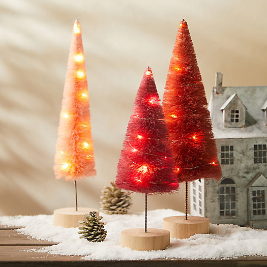 Pre-Lit LED Brush Tree, Pinks | Terrain